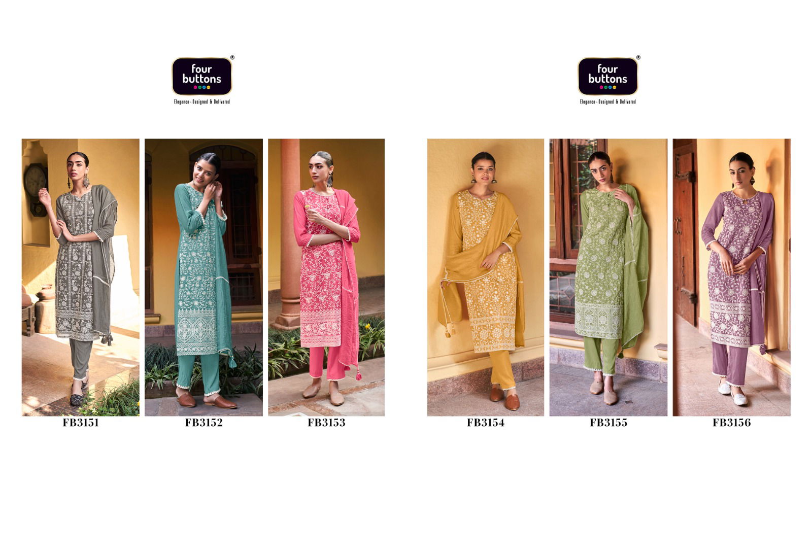 Four Buttons Pearl 8 Wholesale Printed Readymade Salwar Suits 